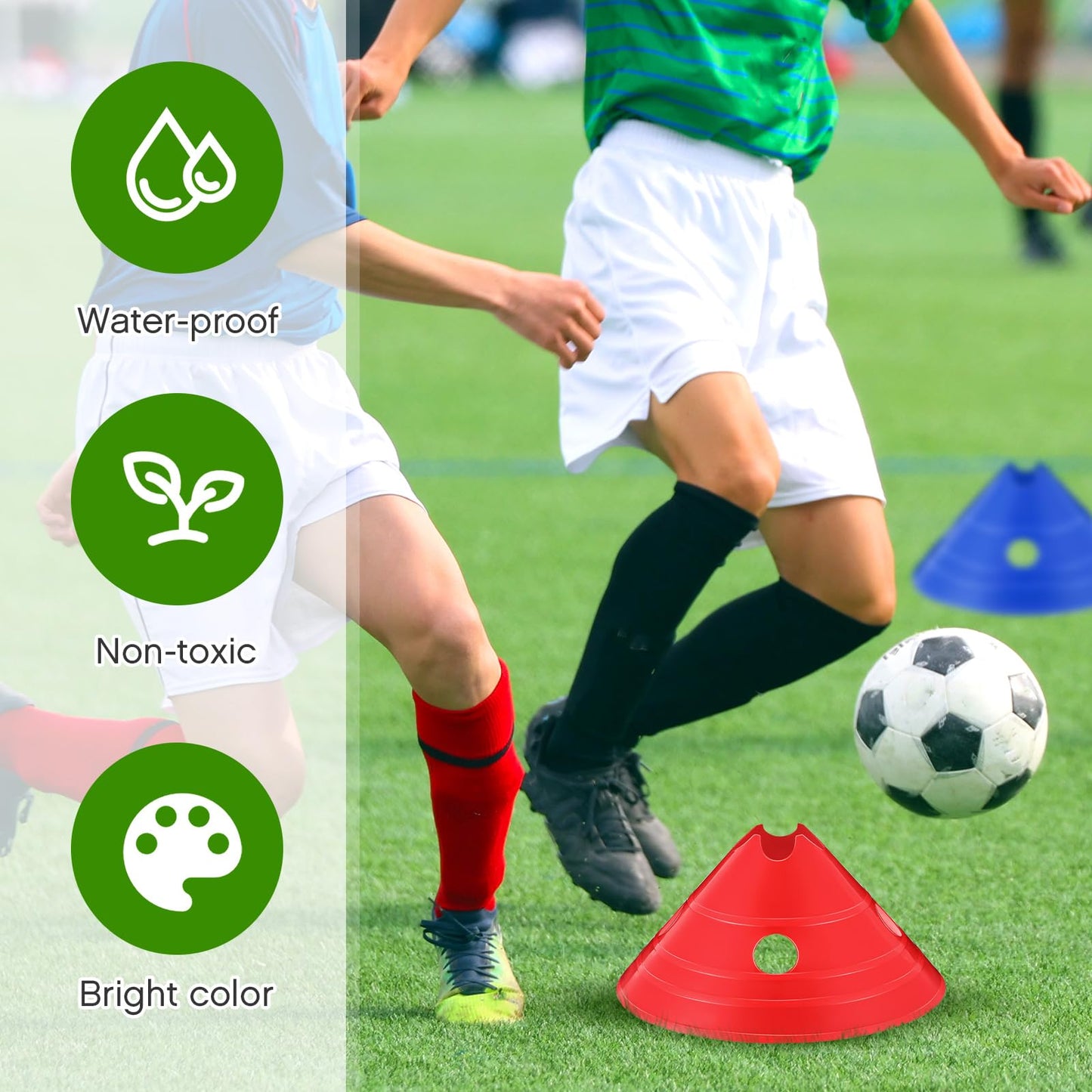 ShinyRelief Jumbo Disc Cones Jumbo Soccer Cones with Mesh Bag Giant Large Agility for Soccer Training Adult Sports(Multicolor,20 Pieces)