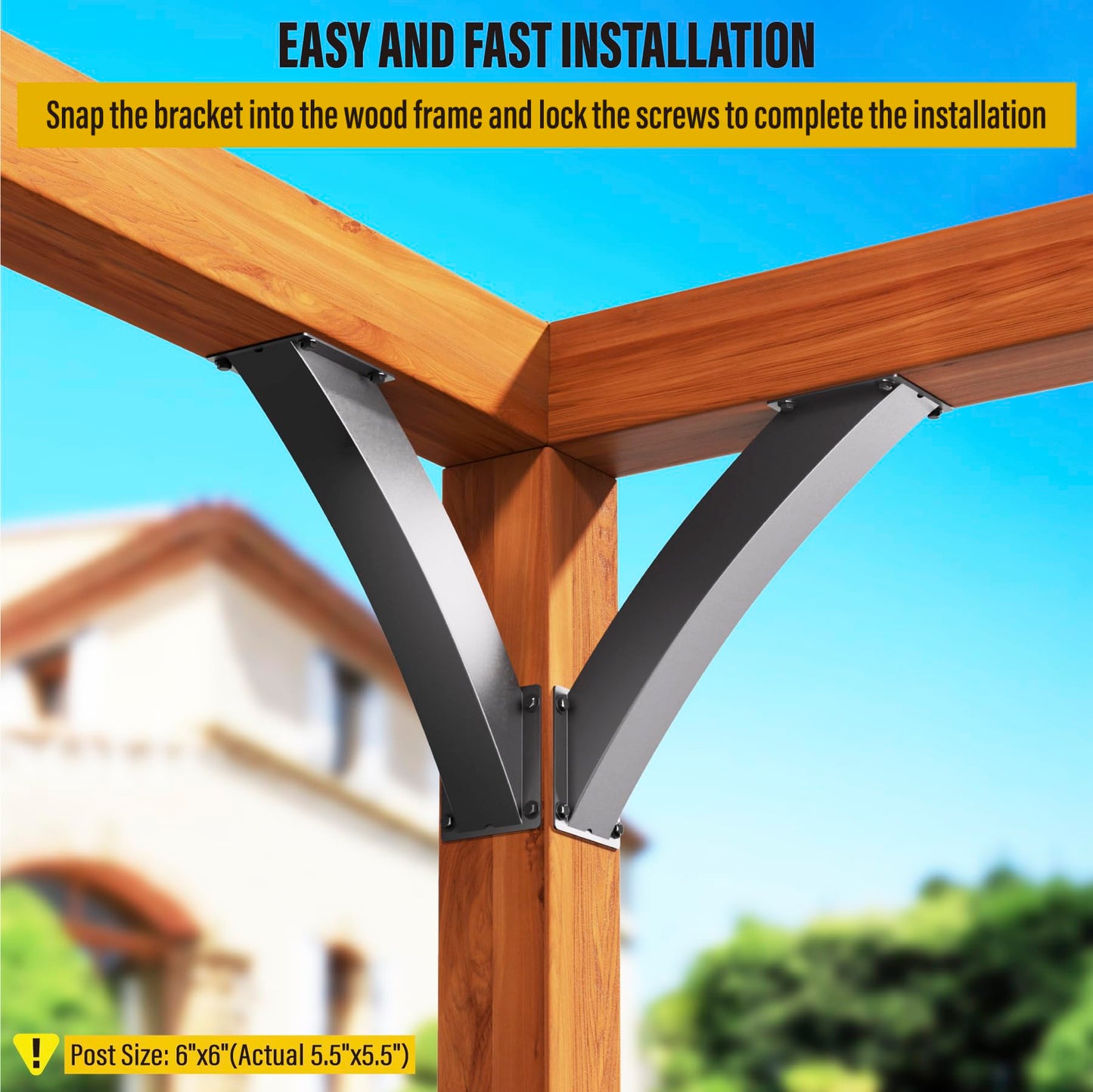 Epcee Heavy Duty 45 Degree Angle Support Bracket 4"×4" (Actual: 3.2"×3.2") Wood Beam Support Hardware Degree Post Bracket for Gazebos Pagola Porches 2Pcs