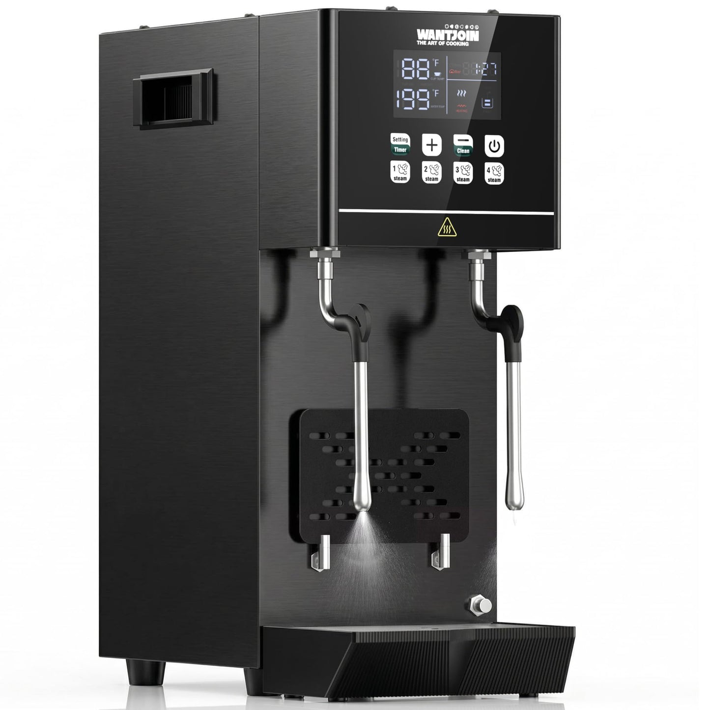 WantJoin Commercial Milk Frother & Beverage Heater - 2000W Multi-functional Milk Steamer Machine with LED Display Panel for Latte Cappuccino Coffee Milk Tea Foam & Hot Water Dispenser, Hotel Home Use