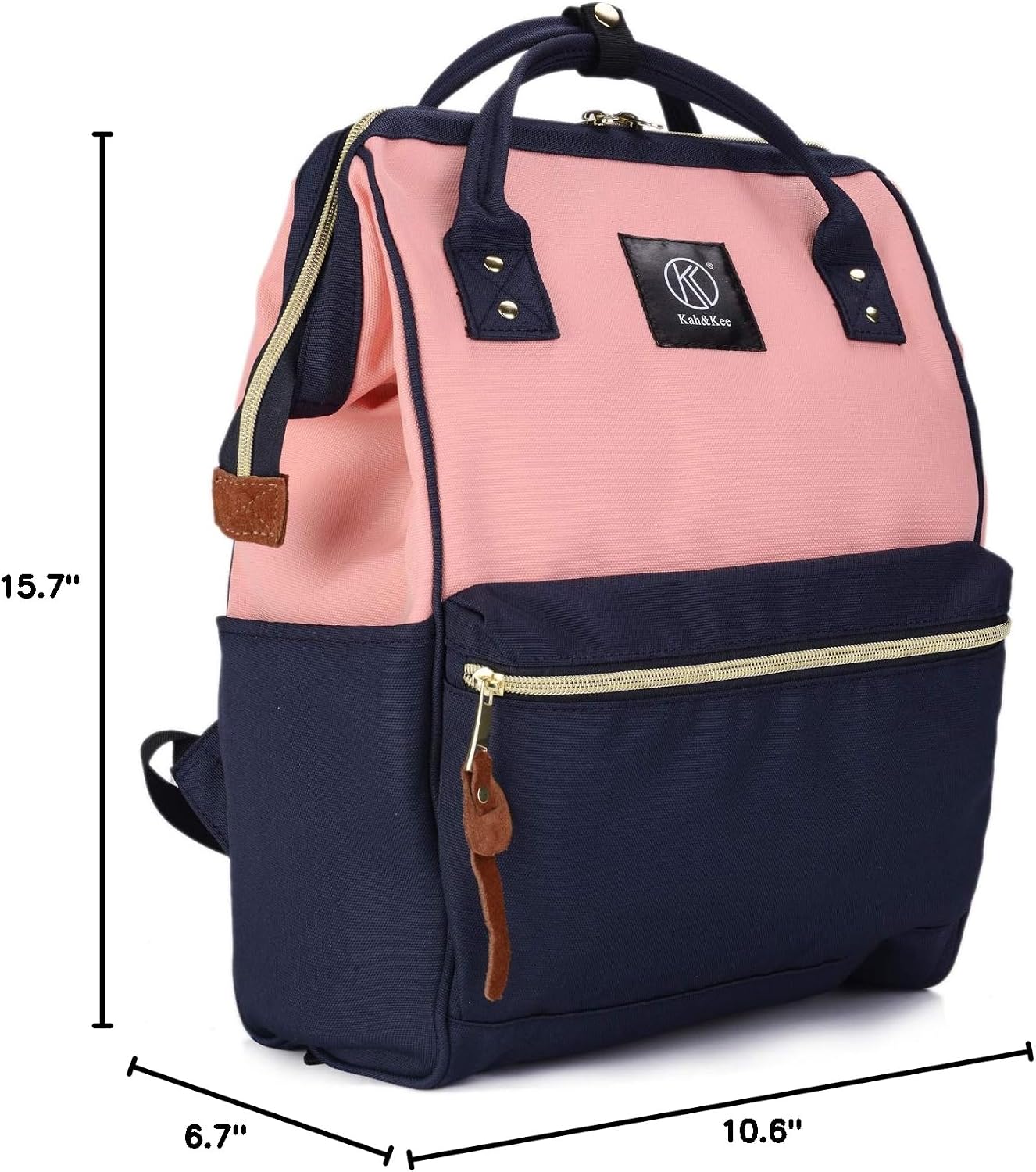 Backpack Kah&Kee Polyester Travel Functional Anti-theft School Laptop for Women Men (Pink* Navy, Medium)