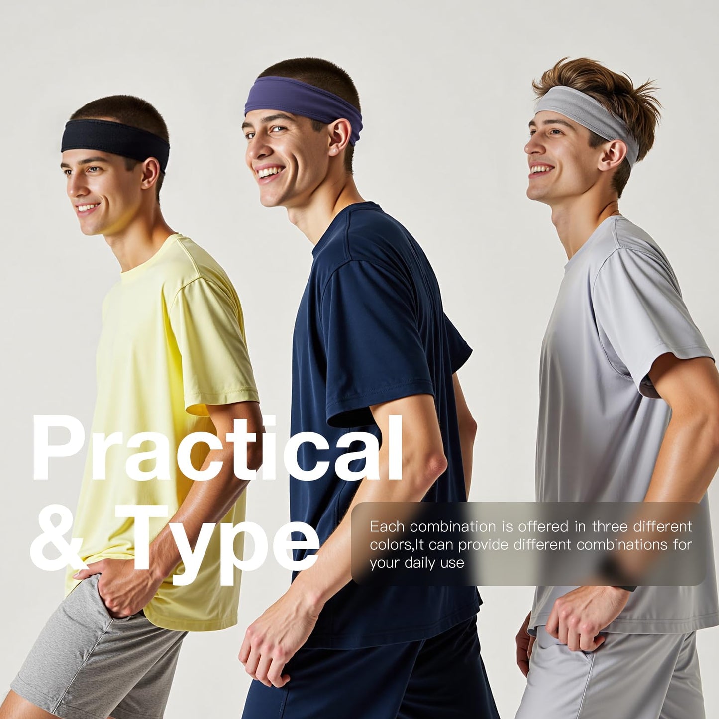 Braylin Men's Headband, 3-Pack Men's Sweatband, Sports Headband for Running, Cycling, Basketball, Fitness Workout, Unisex Headbands