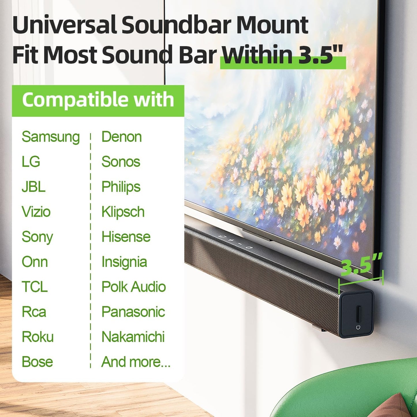 USX MOUNT 1 Soundbar Mount for Samsung, Sony, LG, Vizio, Bose, Onn & More Sound Bar Mounts-Universal Soundbar Mounting