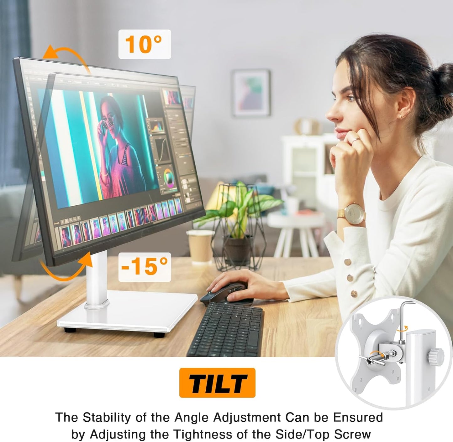 13-32 Inch 44lbs, TAVR Furniture Single Monitor Stand VESA Mount for Screens, Free-Standing Monitor Riser with Swivel