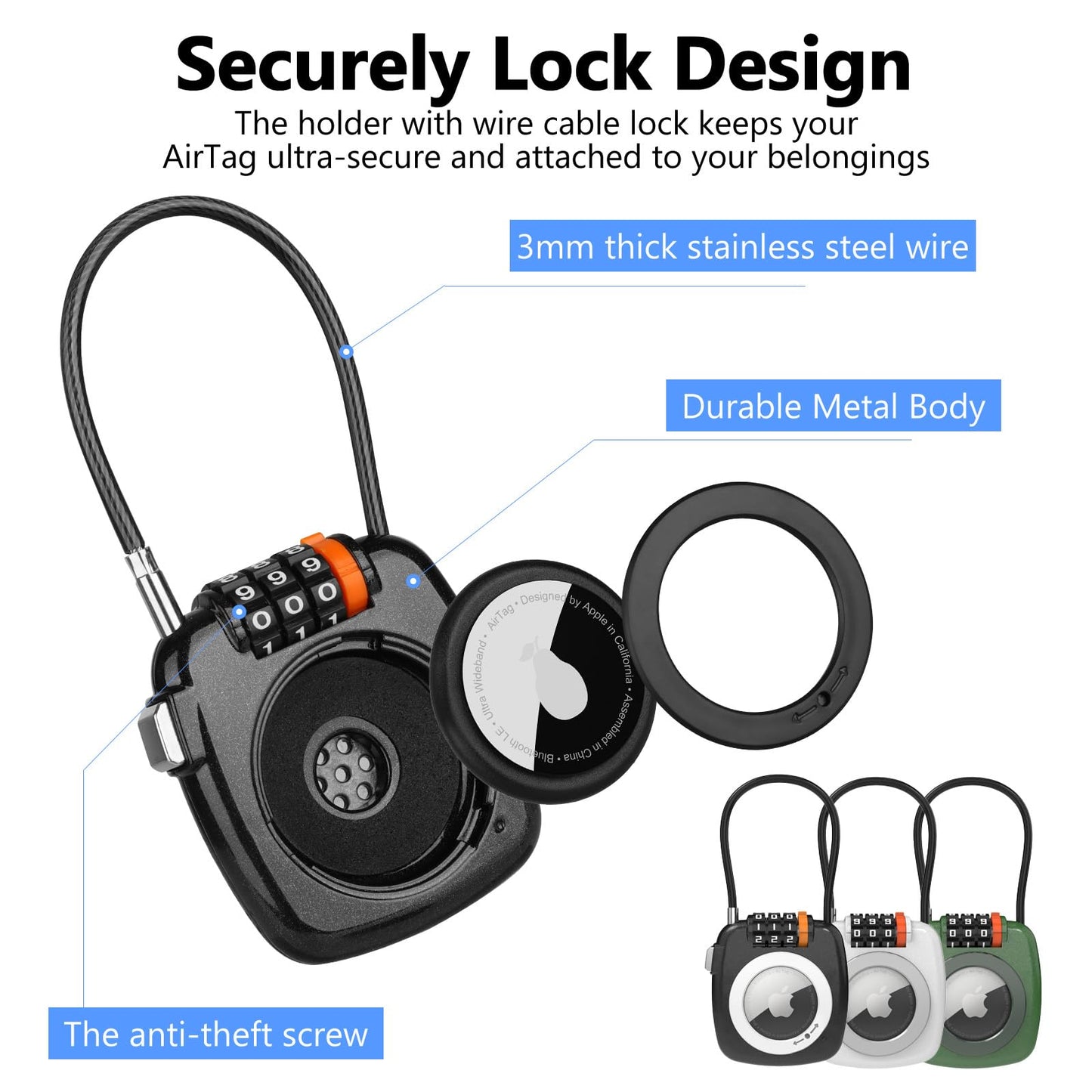 2PACK 3-Digit Combination Luggage Locks, Alloy Body Ultra Durable Anti-Lost Protective Case for Luggage, Bags, Suitcase, and Backpacks (Black & Green)
