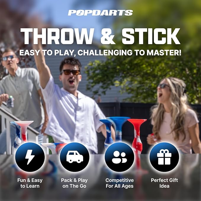POPDARTS Glow Pack Game Set Glow in The Dark (Blue and Green) - Indoor, Outdoor Suction Cup Throwing Game - Competition with a POP