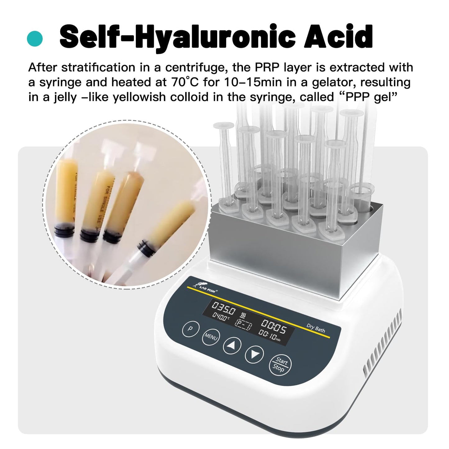 LAB FISH 2.5ml/5ml/10ml Capacity Gel Heating Machine Professional PRP PPP Maker Heater Dry Bath Incubator Block Temperature Control