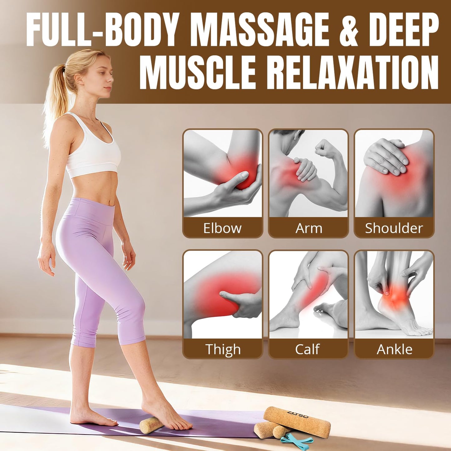 ZITSD Cork Balance Board for Feet, 4-in-1 Ankle Balance and Foot Strengthener Kit with Half Dome Boards, Foot Roller, Massage Ball, Toe Resistance Bands and Exercise Guide