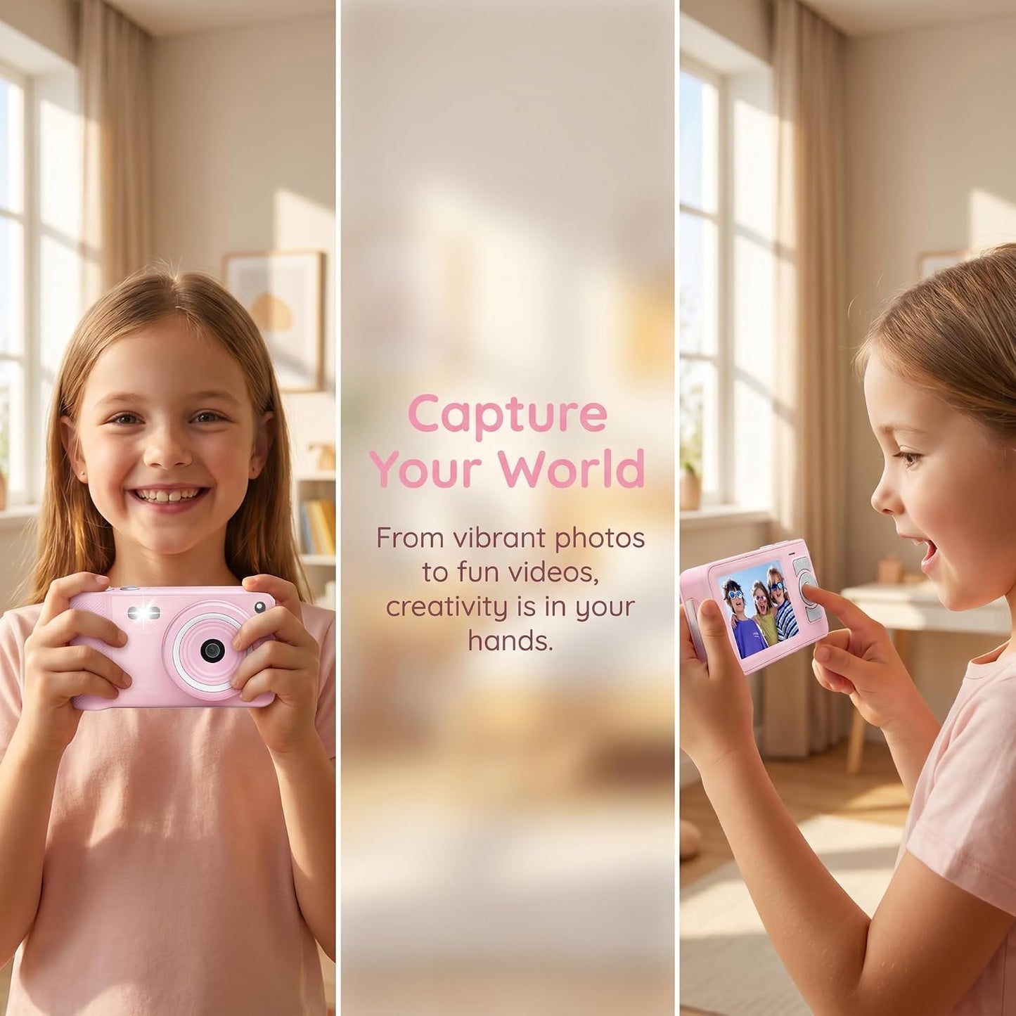 GCORDER 3-18, 50MP 1080P 16X 3-12, 13-18 Digital Camera,Pink Digital Camera for Kids Teens FHD Compact Camera with GB