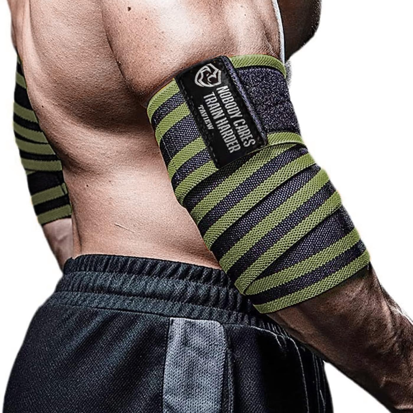 Elbow Wraps for Weightlifting (1 Pair), 47" Elastic Elbows Support & Compression Powerlifting, Fitness, Cross Training & Gym Workout - Elbow Straps for Weight Lifting