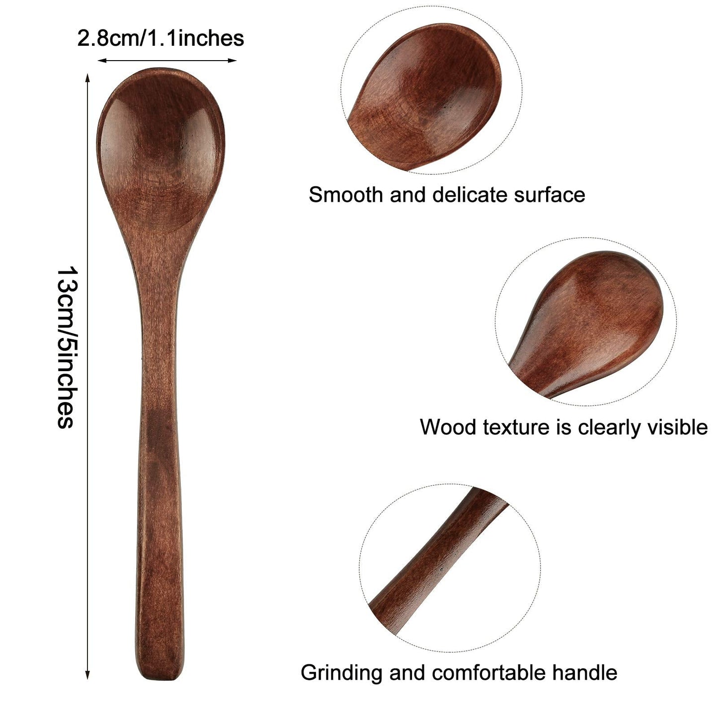 Patelai 12 Pcs 5 Inch Small Wooden Spoons for Honey Mini Little Wood Tea Spoons for Tasting Eating Serving for Cooking, Desserts, Coffee, Jars(Brown)
