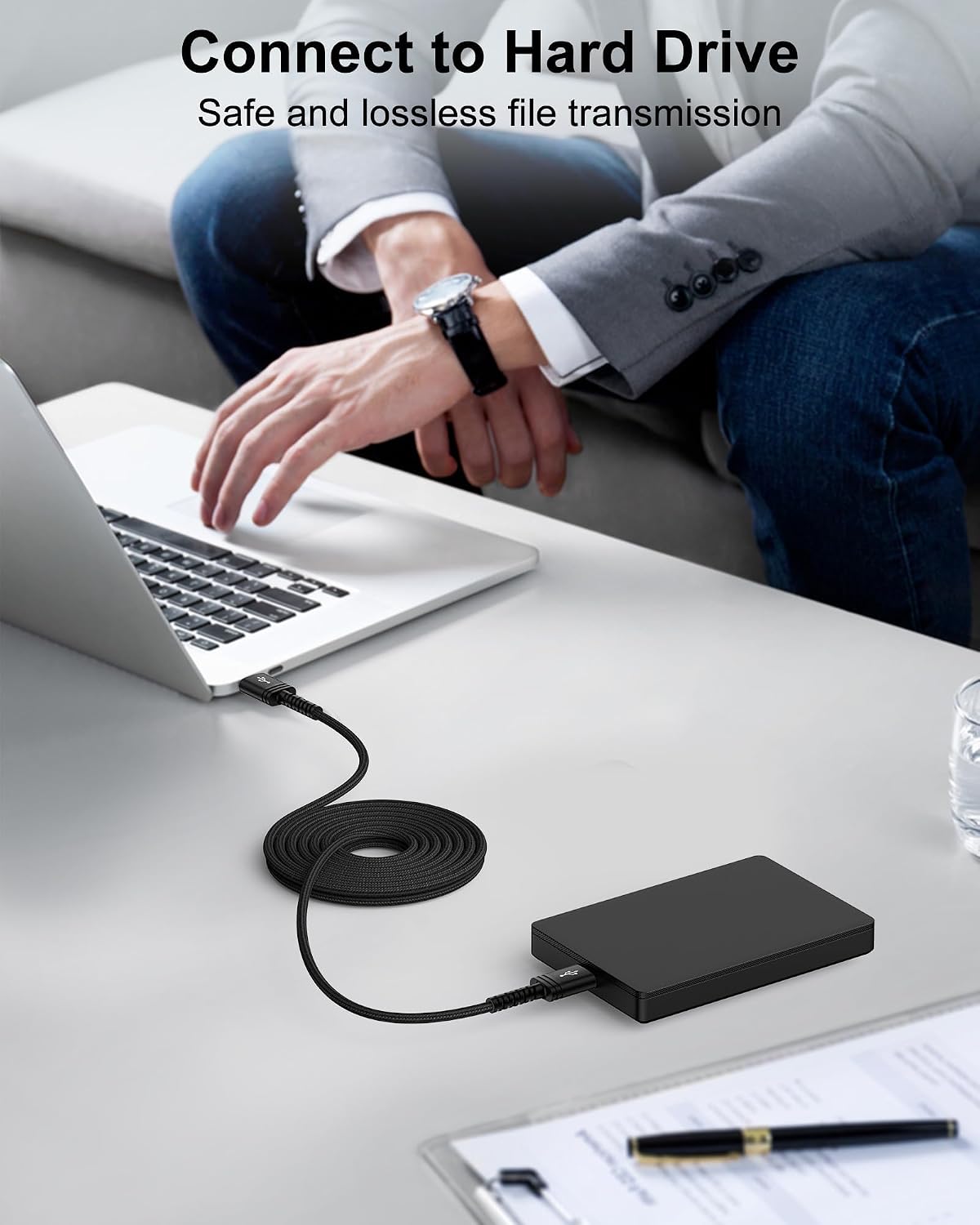 10FT AILKIN USB to USB Cable, A to A Extension Cable, Double Side USBA Cord for Monitor, Hard Drive, Laptop Cooling