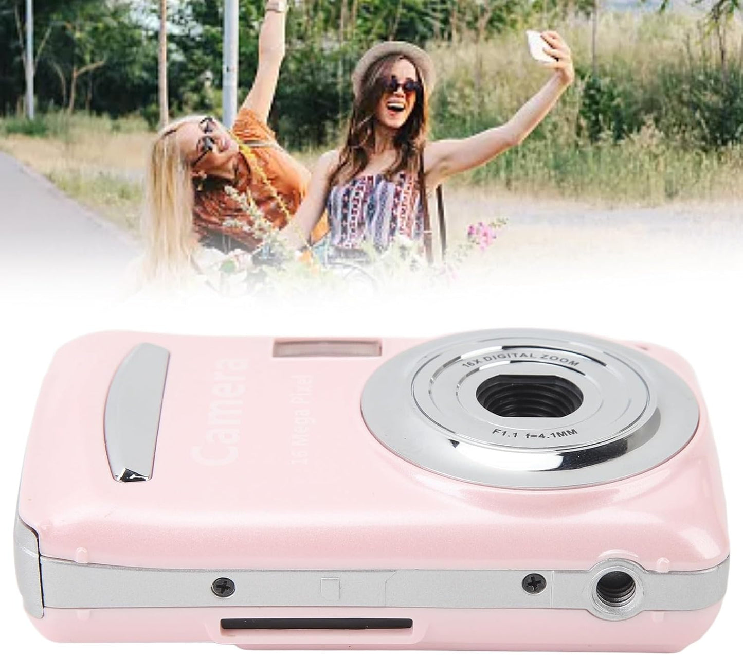 Yunseity 1080P 16X 64MP 2.4 Inch Full HD Zoom Digital Point and Shoot Camera, IPS Screen Auto Focus Vlogging Camera