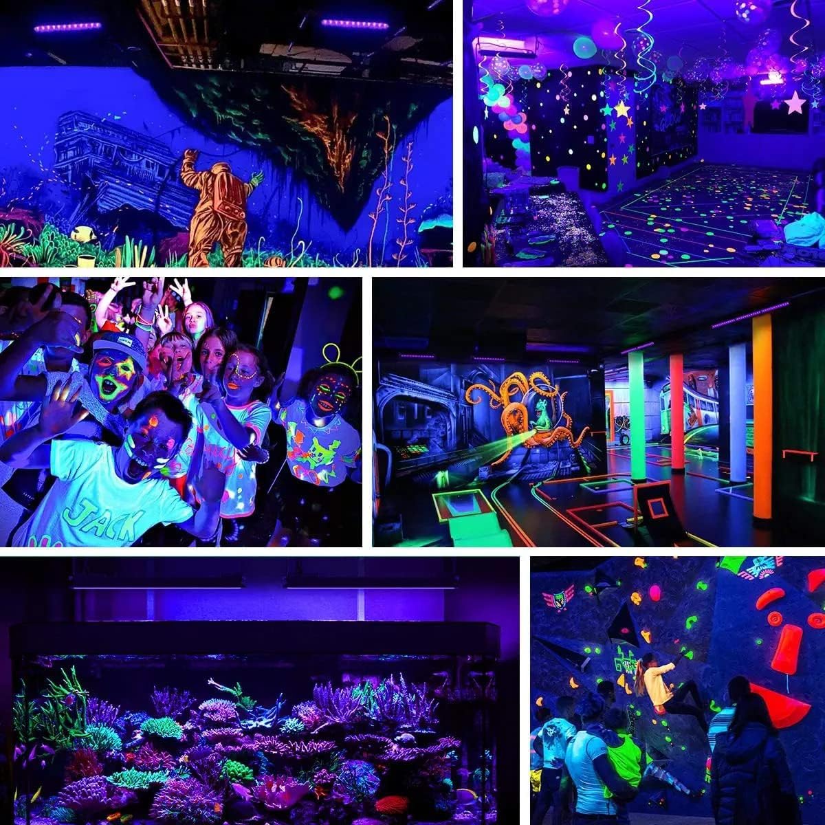 YANYCN 4 Pack 400W LED Black Light,Black Flood Light Outdoor with Plug and Switch, IP66 Waterproof 395nm to 405nm LED UV Blacklight Neon Glow for Glow Party, Halloween, Fluorescent Poster, Body Paint