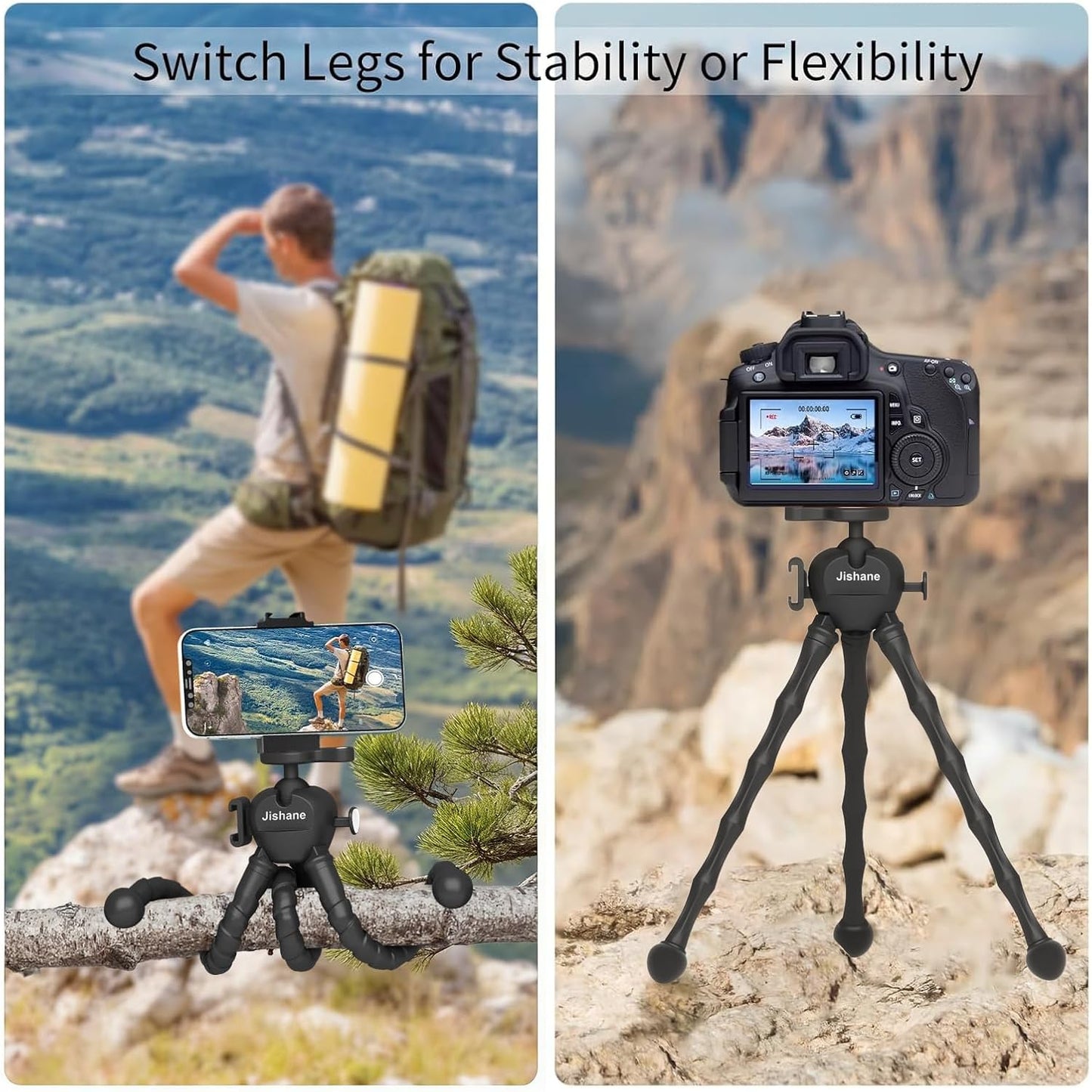 Jishane Hero13/12/11/10, 3 6/5 Pro/4, Insta360 X5/X4 360 Tripod for Camera Stand, Mini Flexible Action Camera Tripod