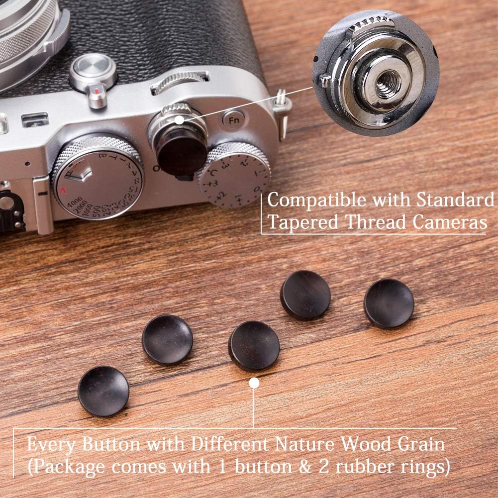 12mm VKO Wood Soft Shutter Release Button,Delicate Camera Shutter Button Concave Surface Black(Wood Grain Random)