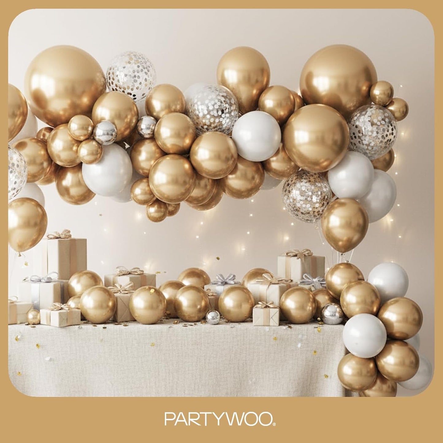 PartyWoo Metallic Gold Balloons - 101pcs 12 Inch Chrome Latex Helium Balloons for Celebrations