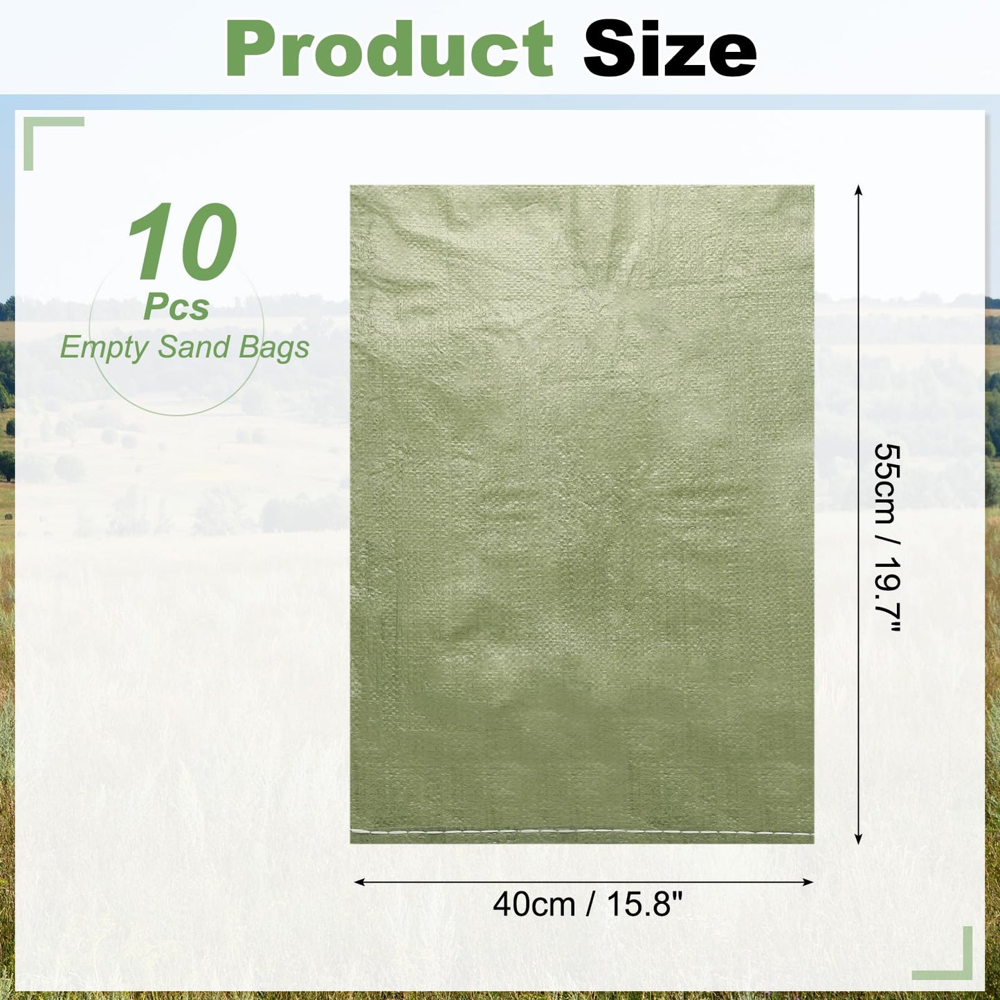 PATIKIL Heavy Duty Sand Bags, (15.8"x19.7", Gray) (10 Pcs), Empty Sandbags Woven Polypropylene Sandbags Sand Bags Suit for - Flooding Weight Construction Earth Bag Homes