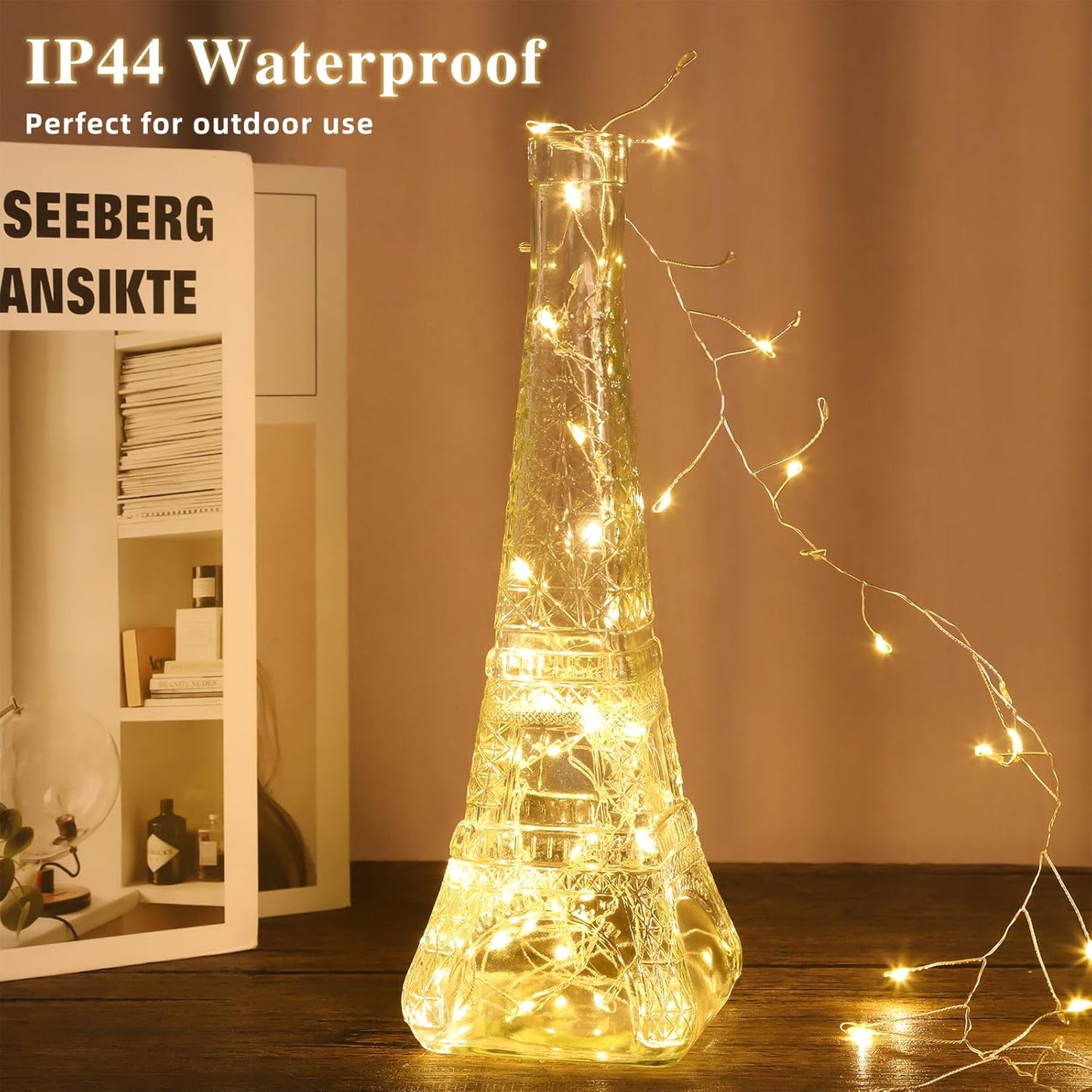 Skiennix Fairy Lights - 10 Feet 200 LEDs Waterproof String Lights with Remote | 8 Lighting Modes, Warm White