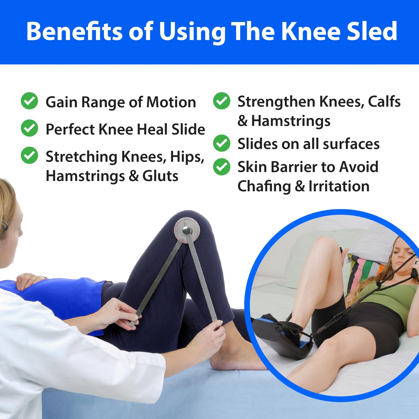 KneeSled™ Best choice after knee replacement surgery increases range of motion, stretches knees, improving mobility and flexibility leg exercise great for working out knee pain