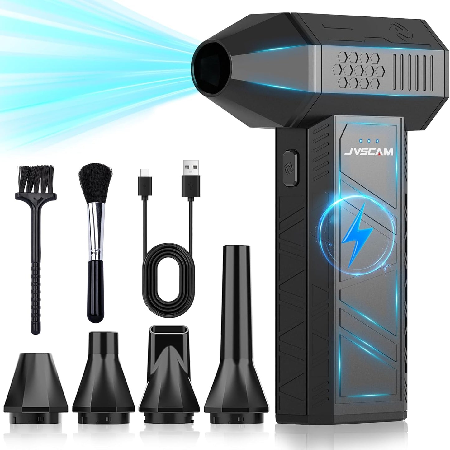 X3 Motor,3 JVSCAM Compressed Air Duster - Electric Air Duster with Brushless Gear Adjustable - Mini Air Blower