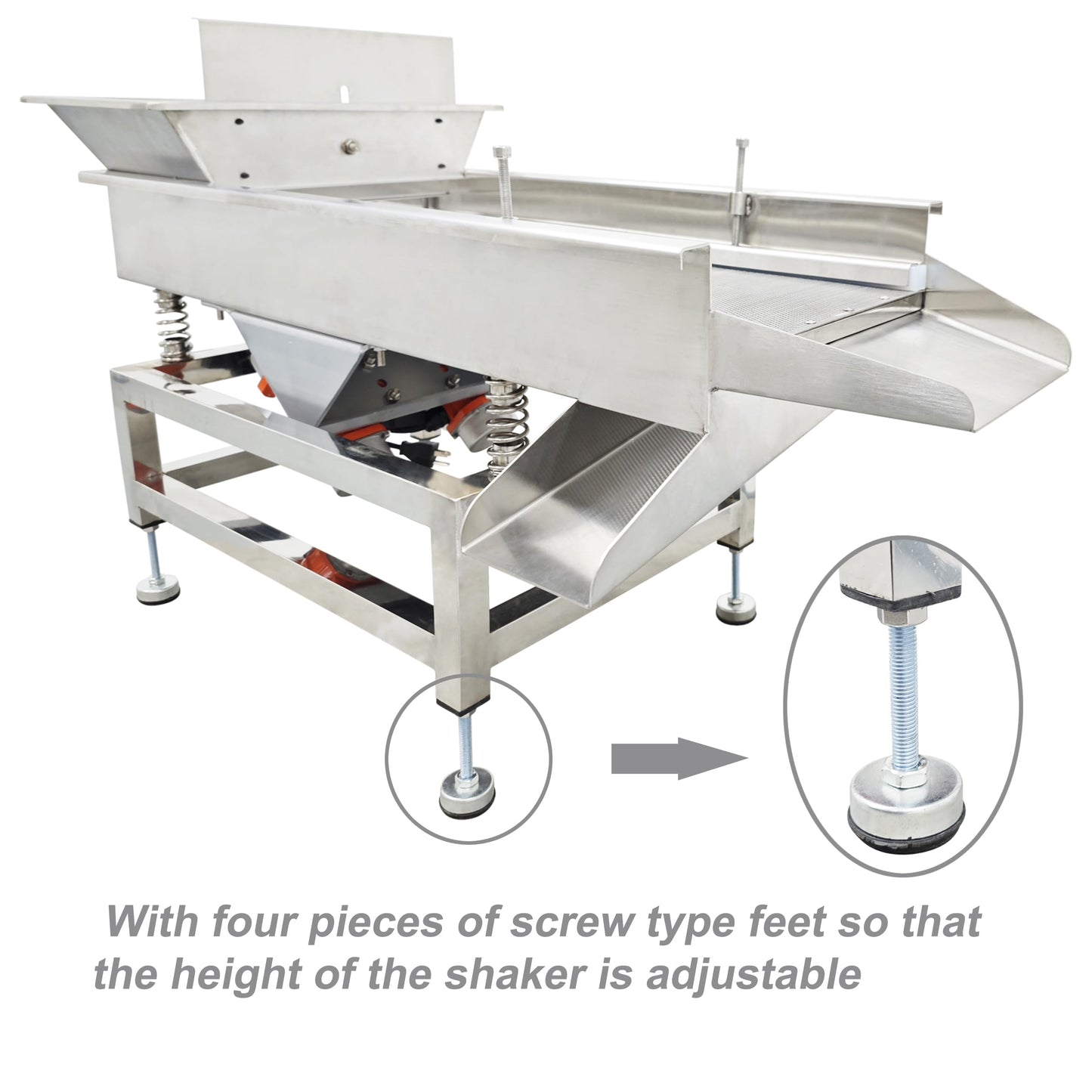 TECHTONGDA Straight Vibrating Sieve Screen Shaker Electric Linear Sifter Machine Stainless Steel One Layer Two Motors 1mm Round Hole Screen Size 11.8×31.5inch 110V