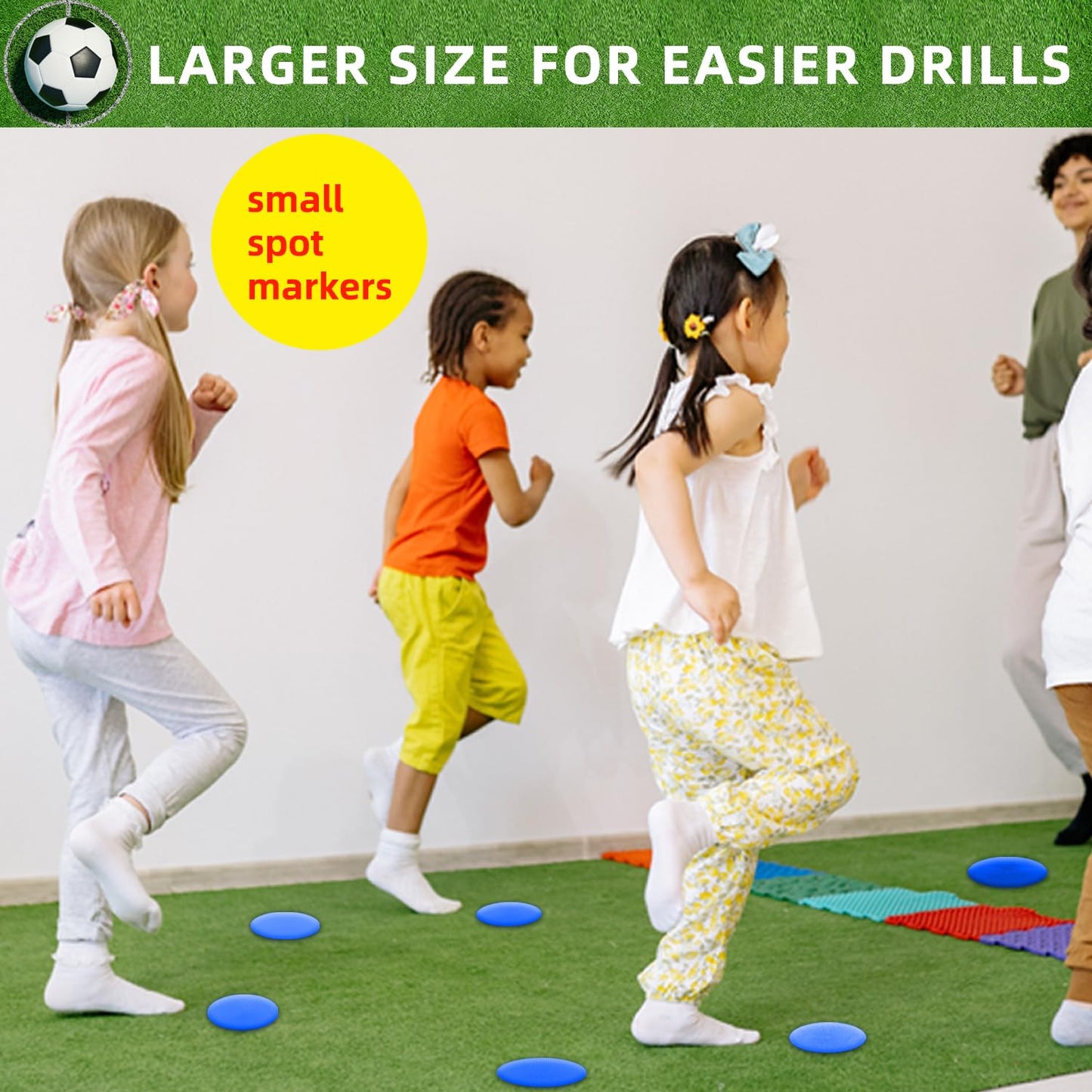 Vhxorrz Poly Spot Markers 4 inch 12 Pcs Non-Slip Rubber Floor Dots Flat Field Cones for Gym/PE Football, Soccer, Basketball, Training Agility Markers, Exercise Drills, Class Room Blue