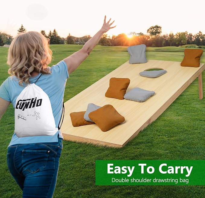 EunHo Cornhole Bags Set of 8 Regulation Size & Weight Corn Hole Bean Bags Official Professional All Weather for Tossing Game with Carry Case