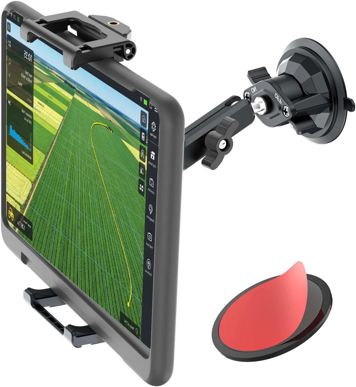 WISHCODE [66LBS 615.6" Heavy Duty Tablet Mount for Tractor, Wheel Loader Vacuum Suction Cup], Thick Case Friendly