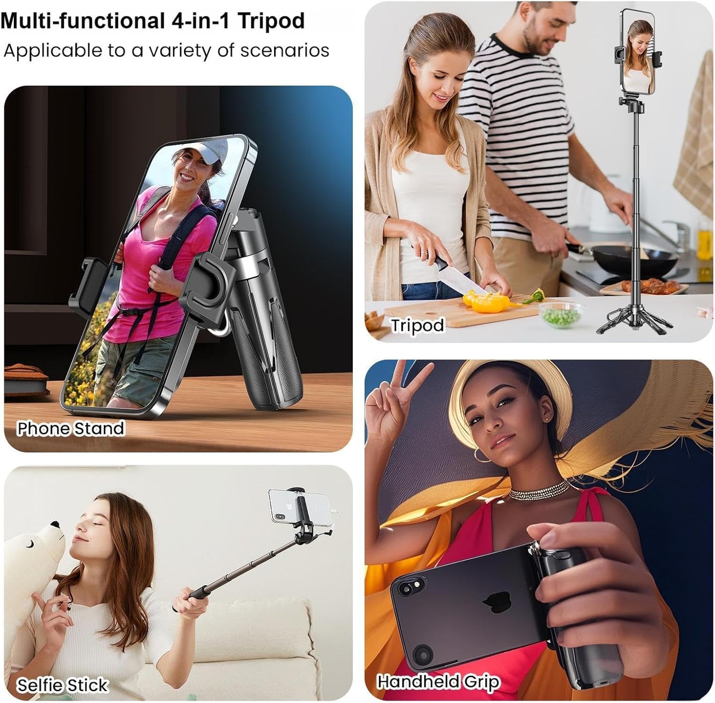 Busdebon 4 1 360 Commuting in Mini Selfie Stick for iPhone, Portable Compact Pocket Selfie Stick Tripod with Bluetooth