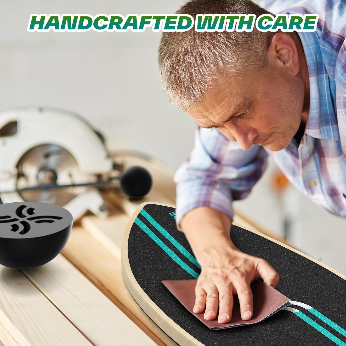 Sportneer Balance Board Upgrade – 8-in-1 Wooden Wobble Board with Roller, Rubber Ball & Half Ball, Balance Trainer for Adults, Core Strength & Physical Therapy Equipment 450 LBS