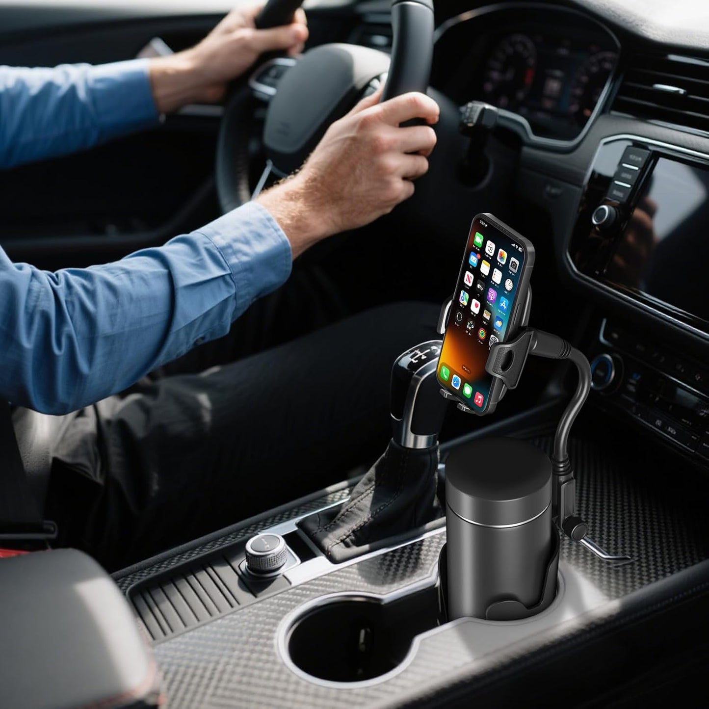 360 Cup Phone Holder for Car with Adjustable Long Gooseneck, Cell Phone Holder Mount for Car | Truck | Golf Cart