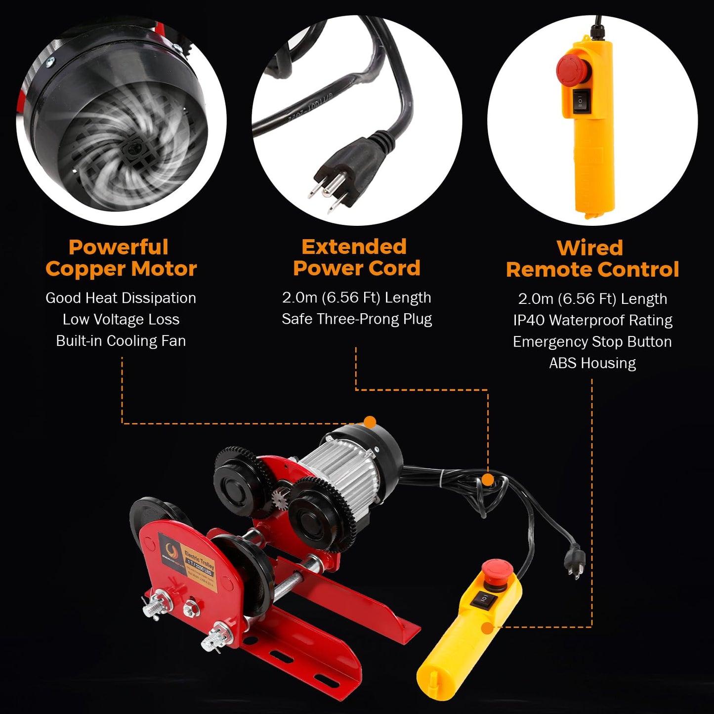 BEAMNOVA 1 Ton Electric I Beam Trollley for Hoist + Manual 4-Wheel I Beam Trolley for Hoist