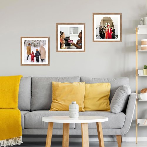 JCJMY Rustic Brown 12x12 Picture Frame - Display 10x10 Art or Photos | Wall Hanging with Plexiglass