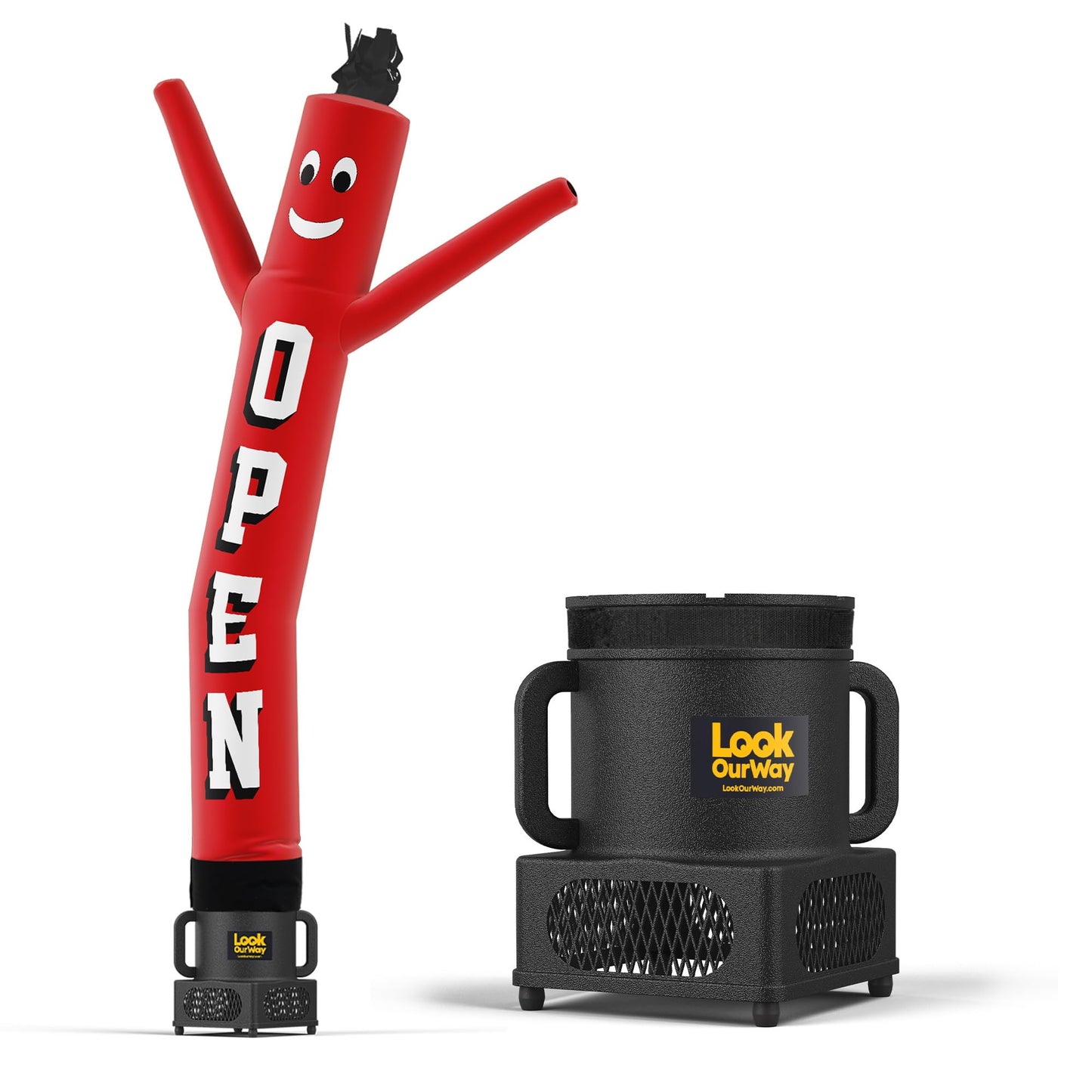 LookOurWay Air Dancers Inflatable Tube Man Set - 7ft Tall Wacky Waving Inflatable Dancing Tube Guy with Weather Resistant Blower for Business Promotion - Open Red