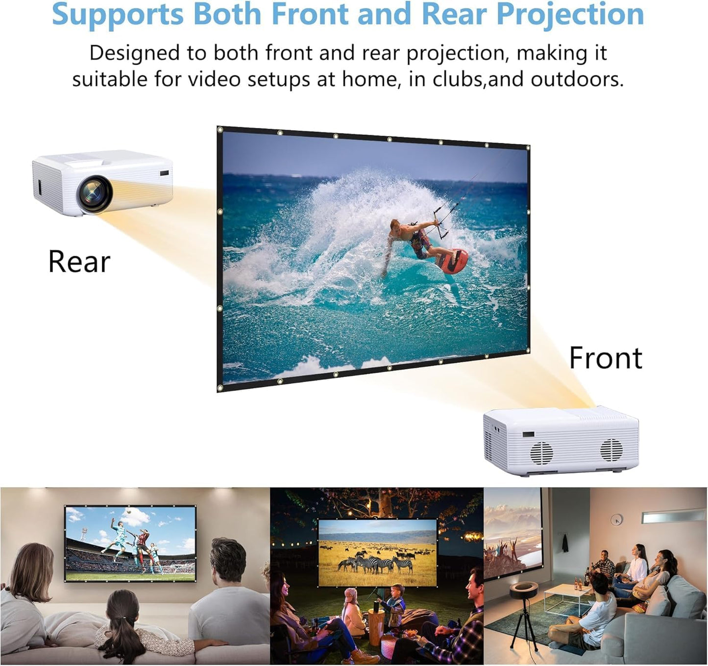 HCHIB 84 inch 16:9 Projector Screen Portable Projector Home Theater Movie Screen Foldable Indoor/Outdoor Support