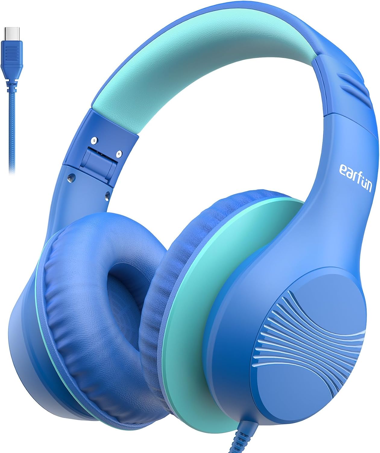 K3 EarFun Kids Headphones, USB Type C Over Ear Headphones for Kids, Volume Limit, HD Stereo Sound, Comfortable Fit