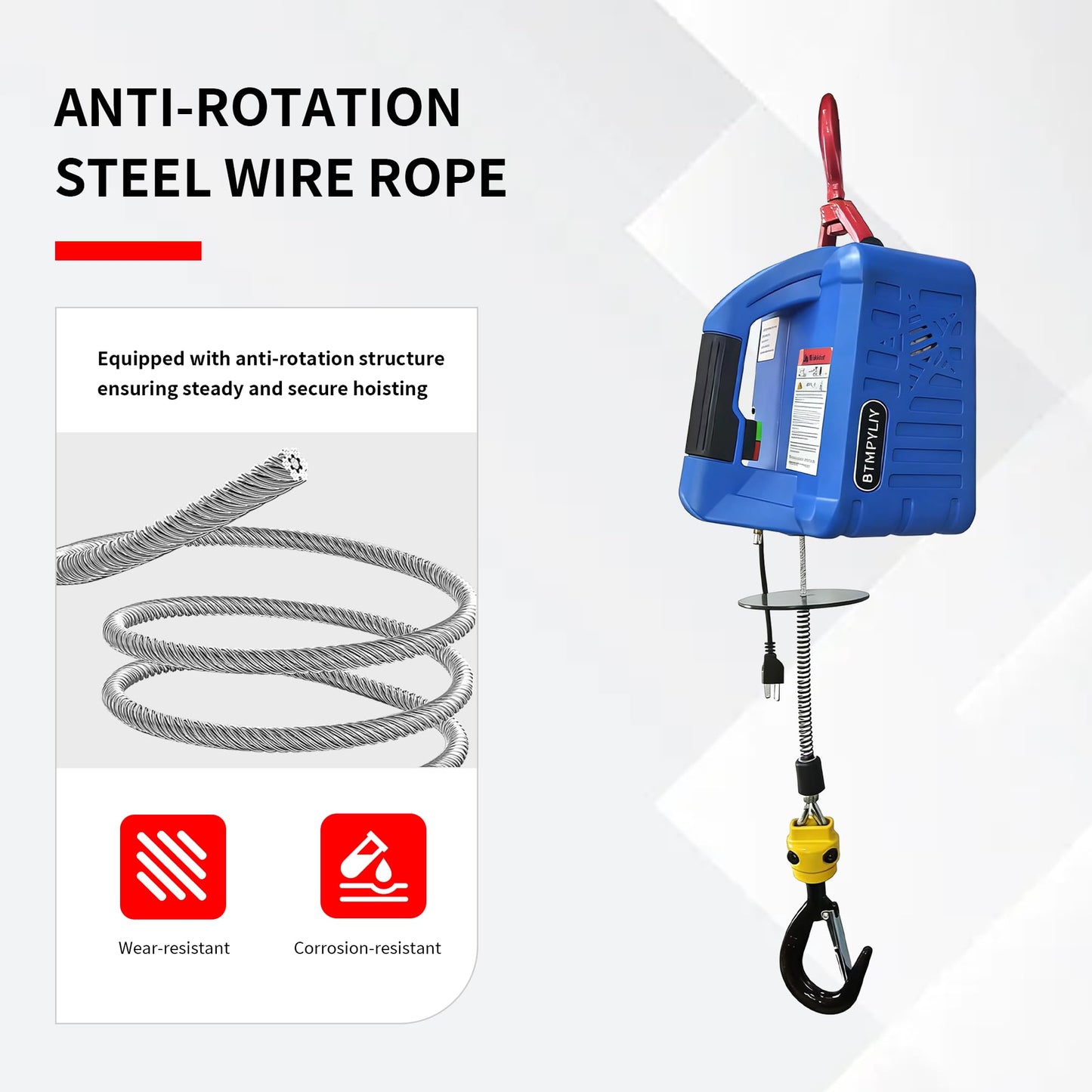 Wireless 3-in-1 Hoist Winch, 1500W/120V, 1100 Lbs Capacity Portable Electric Winch with Remote Control - Lift, Pull, Drag in Garage, Workshop, Farm