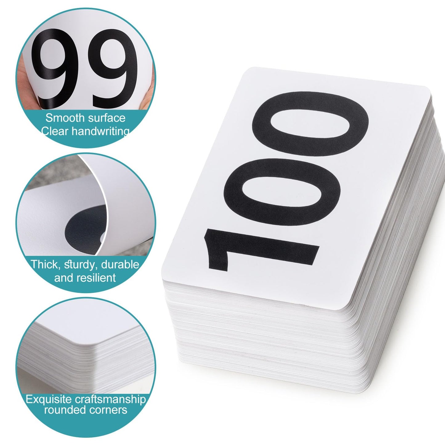 Toncoo 50Pcs Table Numbers 1-50, 3.7x4 Inch Plastic Table Numbers, Double Sided Table Number Cards - for Wedding Reception Restaurant Table Numbers Place Cards, White