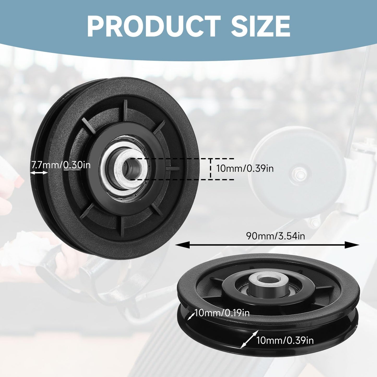 mekueeex 90mm/3.5" Universal Nylon Bearing Pulley Wheel Replace for Gym Equipment Part Cable Merchine, Wearproof Abration Bearing Pulley, Gym Equipment and Garage Door Pulley System(8 PCS)