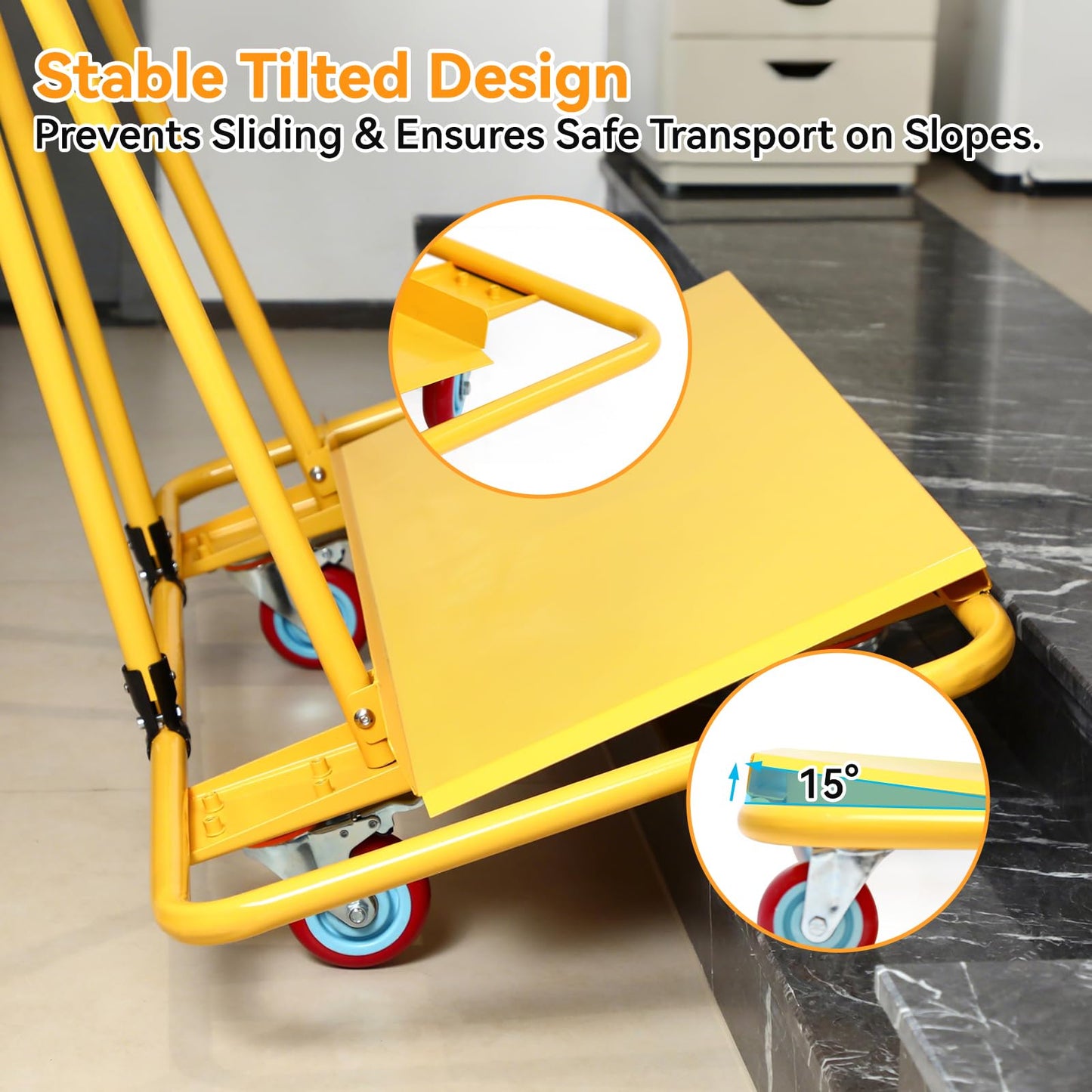 FULUPET Heavy Duty Drywall Sheet Cart, 3000 lbs Capacity Professional Panel Dolly,45.6"x 21.5" Deck and Industrial Swivel Casters, Rolling Wallboard and Plywood Trolley for Construction, Warehouse