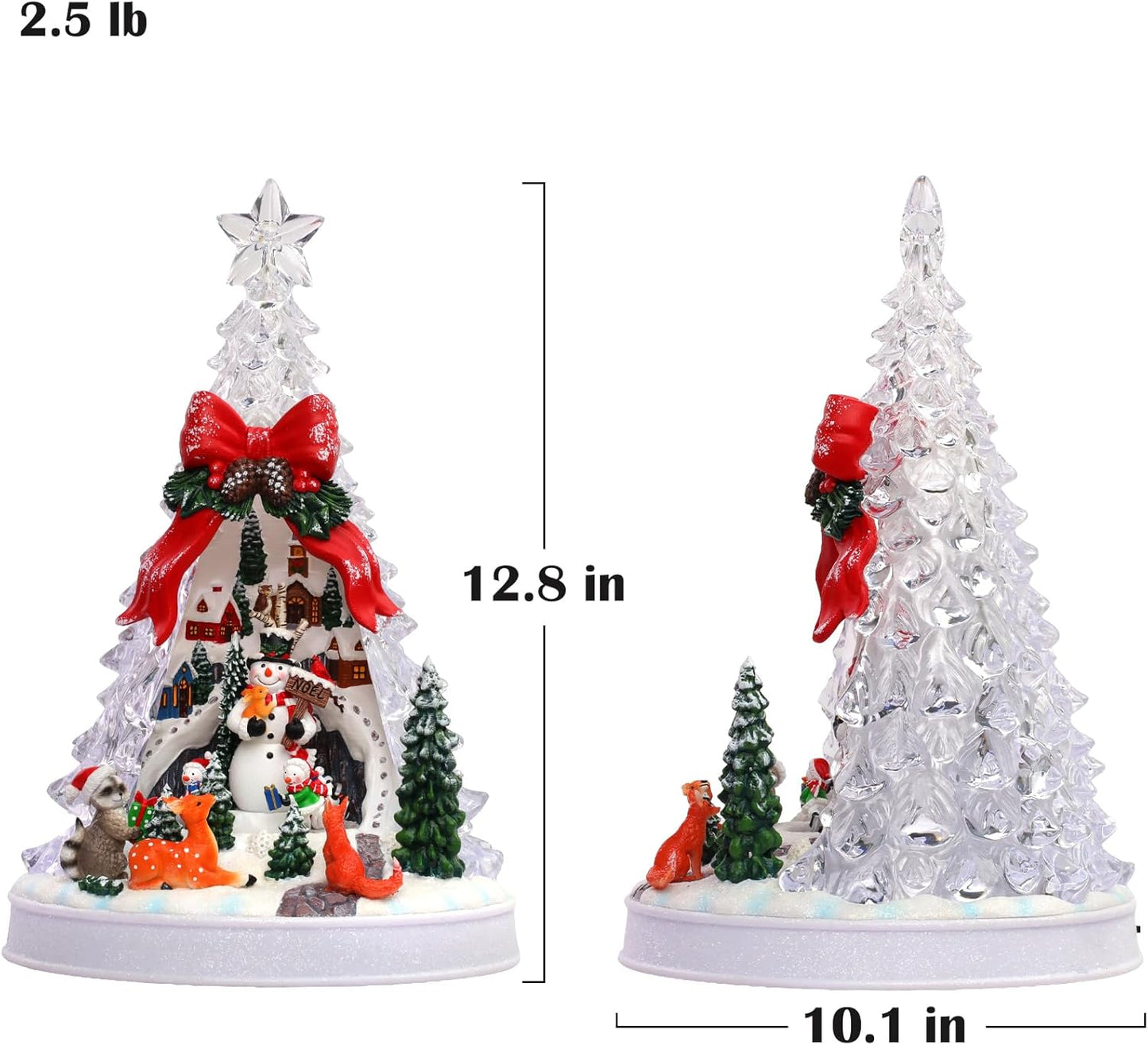 Priddop Christmas Village Scene - Animated Tree with Rotating Snowman & LED Lights | Musical Home Decor