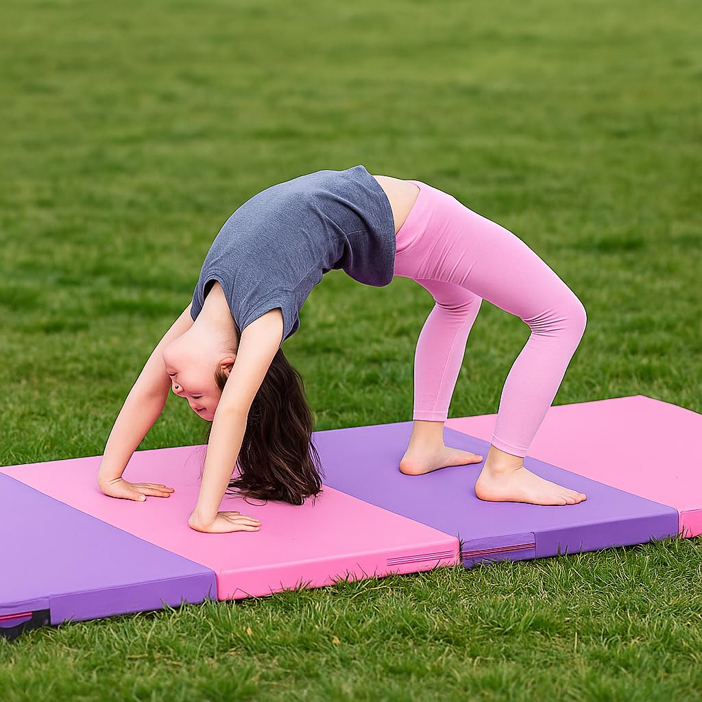 ZENOVA Gymnastics Mat 3'x6'x2' Exercise Mat Gym Mat for Home Aerobics Workout Foldable Tumbling Mat Children Gifts