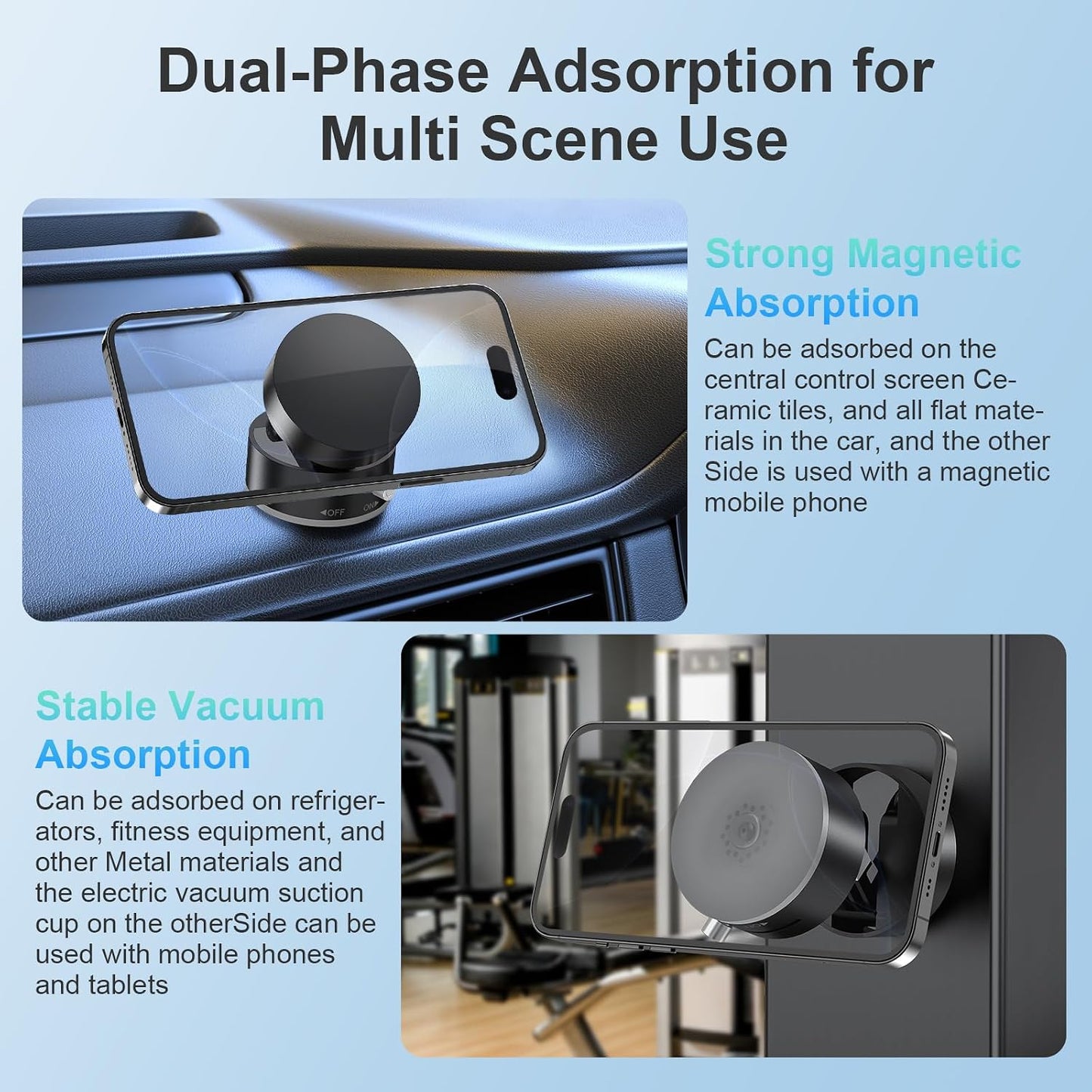 Amoner 2025 360 Vacuum Magnetic Suction Phone Holder, Upgrade Retractable Suction Cup Phone Mount, Foldable Magnetic