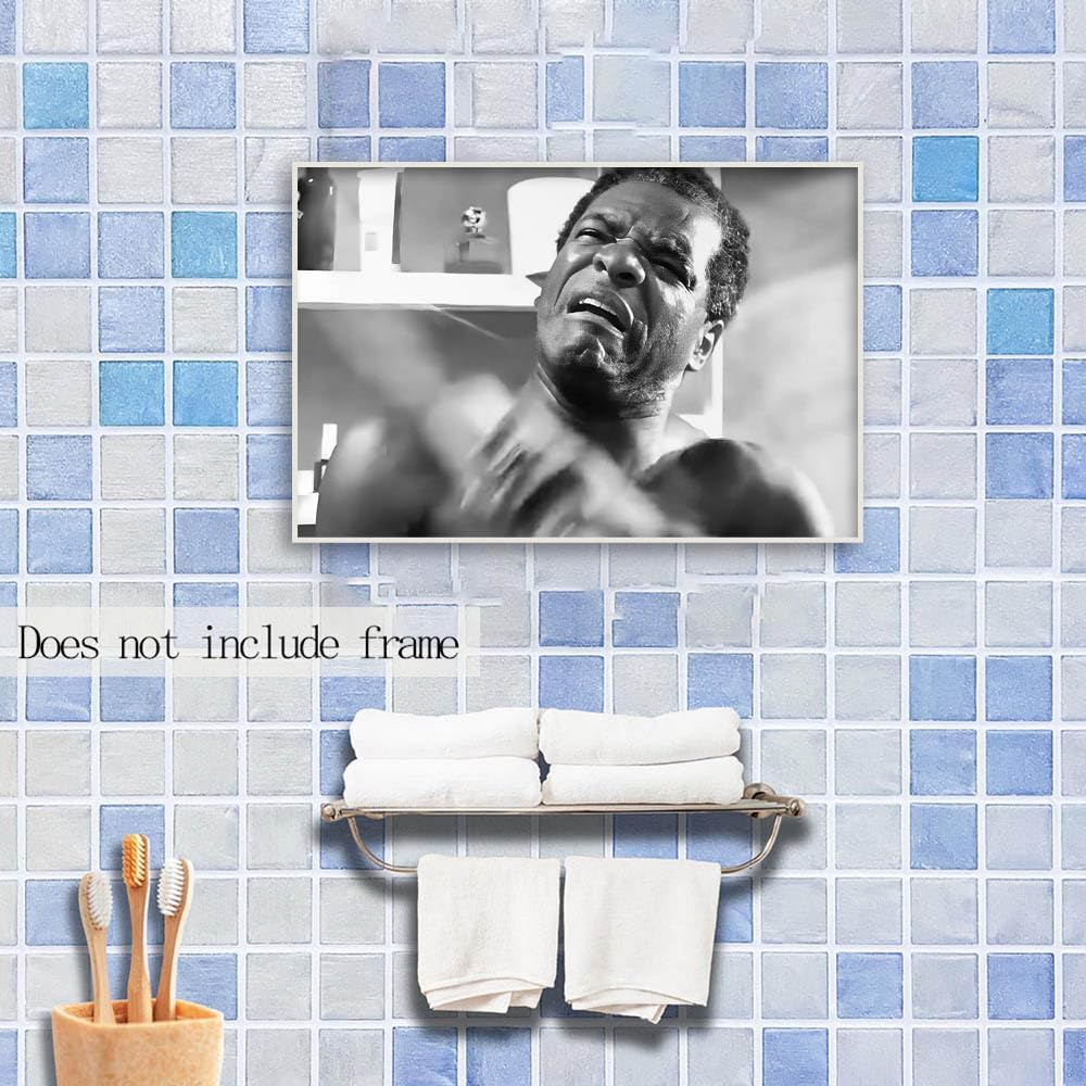 Regine Switzerland Funny Friday Bathroom Poster - Black & White Wall Art Canvas Print | 12x18 Inch Unframed Decor