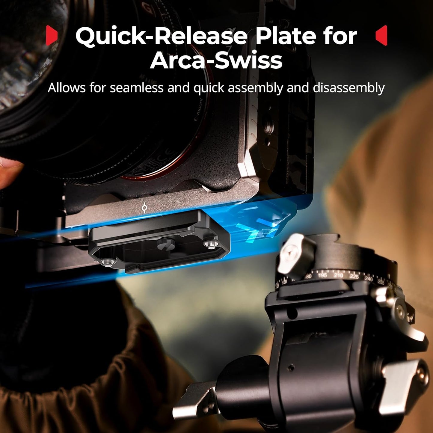 SMALLRIG 15mm 1/4"-20 3/8"-16 5365 Universal Mount Plate Kit with Dual Rod Clamp for Cameras, Built-in Quick-Release