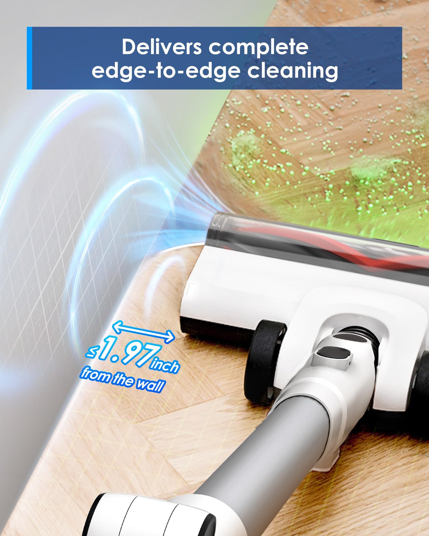 Tineco Cordless Stick Vacuum Cleaner, 185W Suction,1L Larger Dustbin, 3DSense Power Brush, PureCyclone Tech, Easily Tackles Large Debris