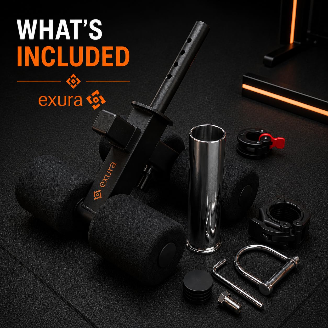 Exura Tib Bar Adjustable Tibialis Trainer for ATG & Knees Over Toes, Fits 1” and 2” Plates, Tibialis Bar for Shin, Ankle & Lower Leg Strength, Calf Raise & Leg Extension Workouts