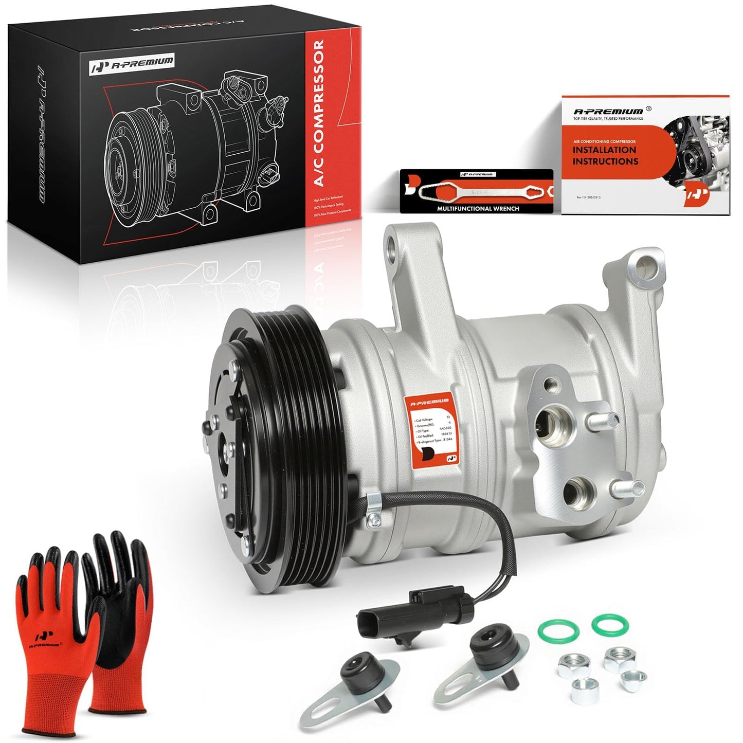 A-Premium Air Conditioner AC Compressor with Clutch Compatible with Dodge Ram 1500 2004-2007, Ram 2500 2004-2007, Dakota 2004-2007 & Mitsubishi Raider 2006-2007