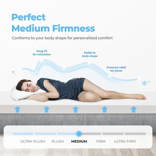 Neo Sleep King Cooling Gel Memory Foam Mattress - 10 Inch Medium Firm Pressure Relief | CertiPUR-US Certified
