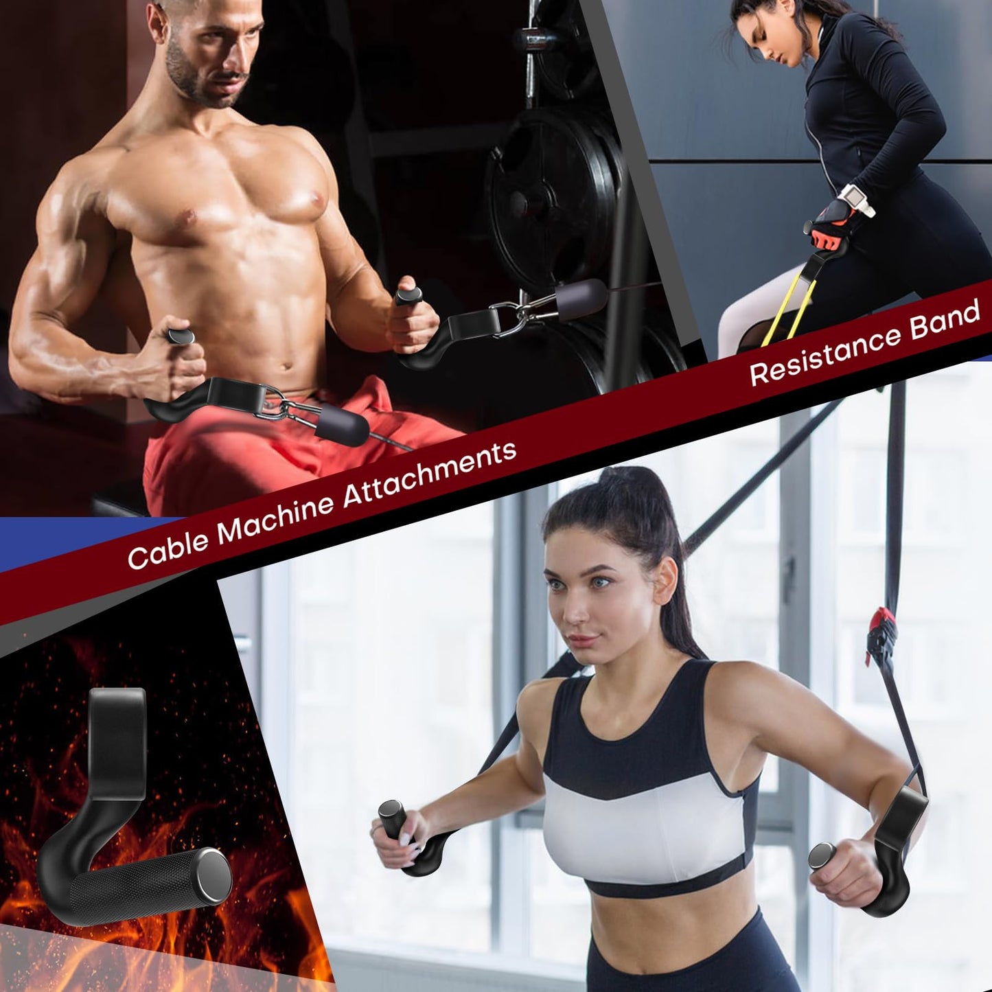 Rolitwils Neutral Grip Pull Up Handles - Heavy Duty Multi-Purpose Handles for Pull Ups & Deadlifts - Ergonomic Workout Handles & Exercise Machine Attachments with Premium Grips